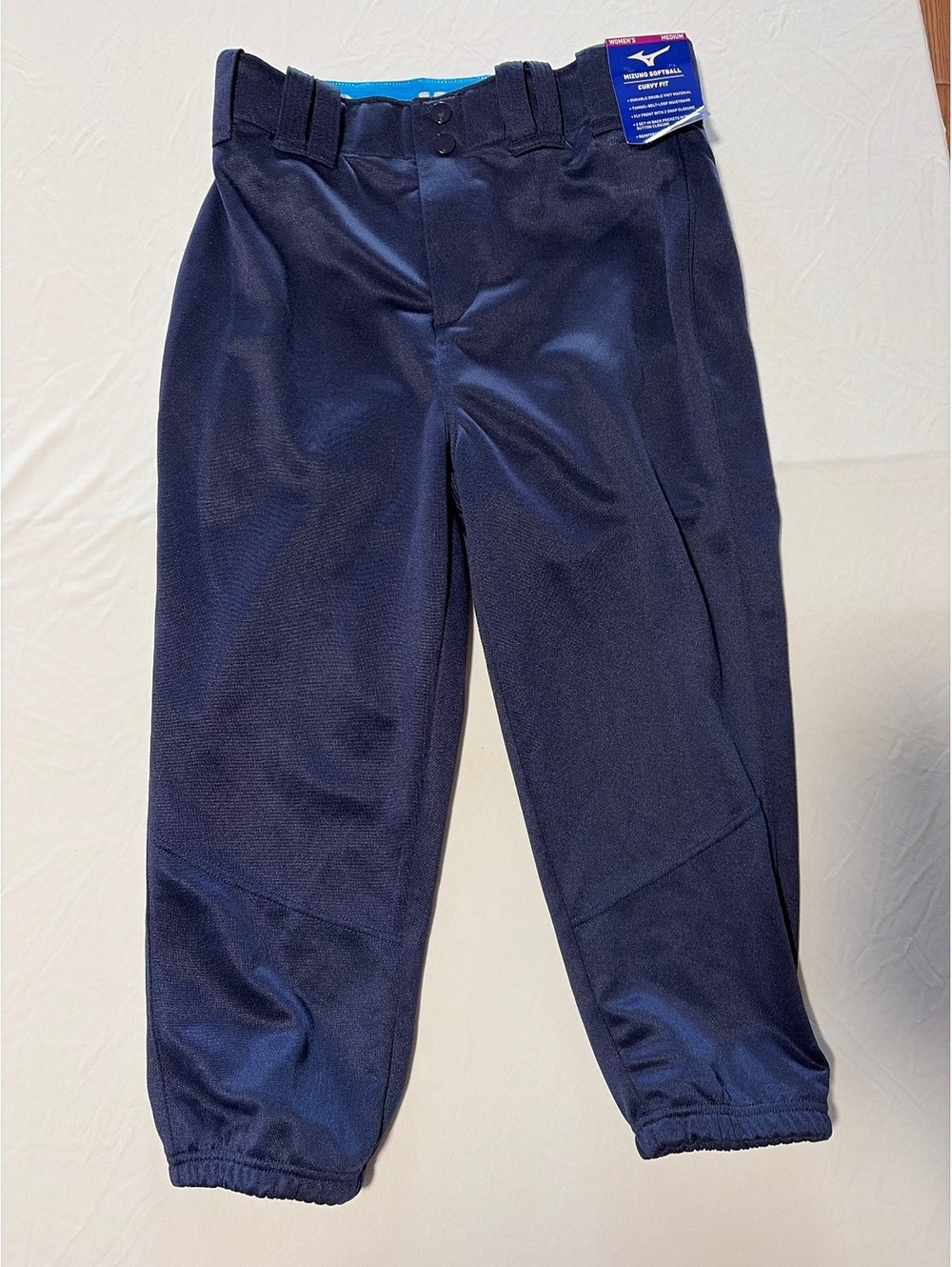 Mizuno Women's Medium Curvy Fit Softball Pants Navy Blue Durable Double Knit